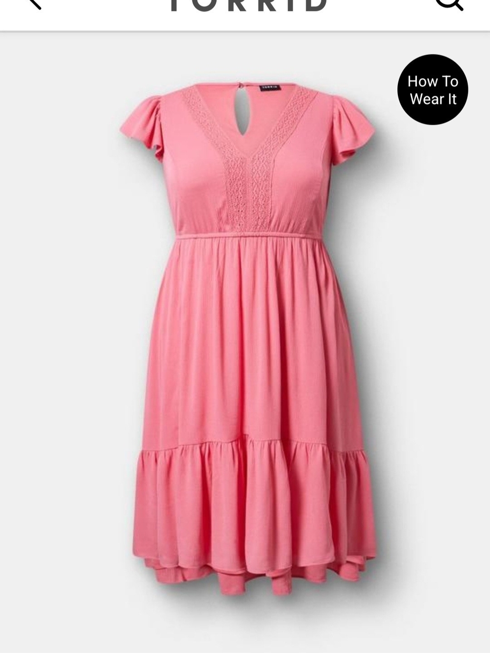 torrid Pink Keyhole Flutter Sleeve Midi Dress